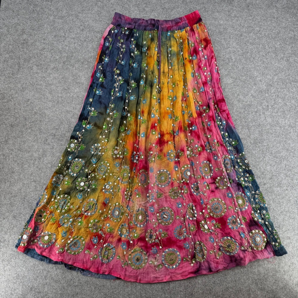 Unbranded Skirt Womens Free Size Maxi Tie Dye Sequin Mirror Embroidered EUC